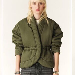 New Ba&sh, Olive green, Kimono style waist coat.